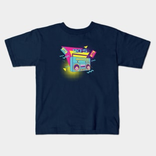 Blue boombox with cassette Kids T-Shirt